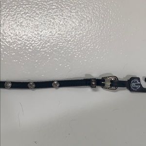 Black leather hat band with silver conchos